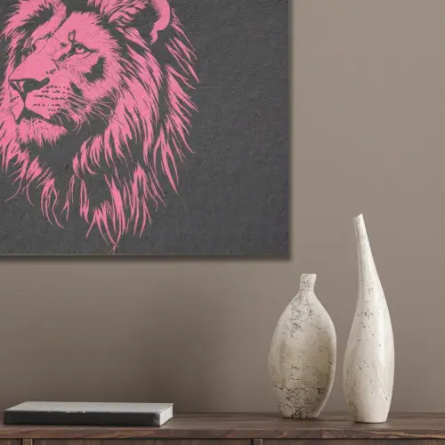 Leeuw - Zwart - Roze - Neon PET vilt klein -sfeer6_closeup