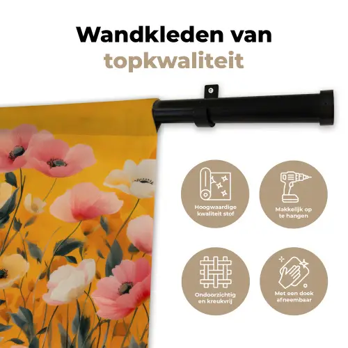 Bloemen - Veld - Geel Wandkleed katoen klein -sfeer2