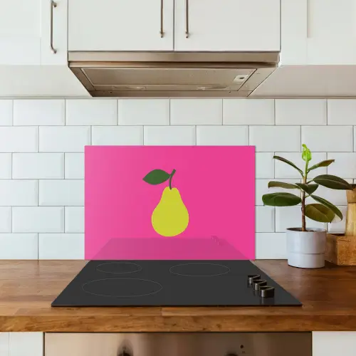 Illustratie - Fruit - Peer - Groen keuken achterwand spatscherm klein -sfeer2