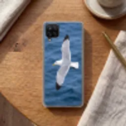 Zeemeeuw - Oceaan - Blauw Telefoonhoesje Samsung Galaxy A12 klein -sfeer1