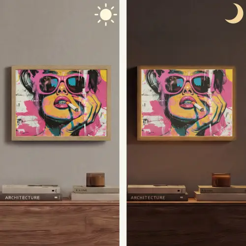 Portret - Vrouw - Abstract - Zonnebril Light Box met batterij (Wandlamp) middel -sfeer3