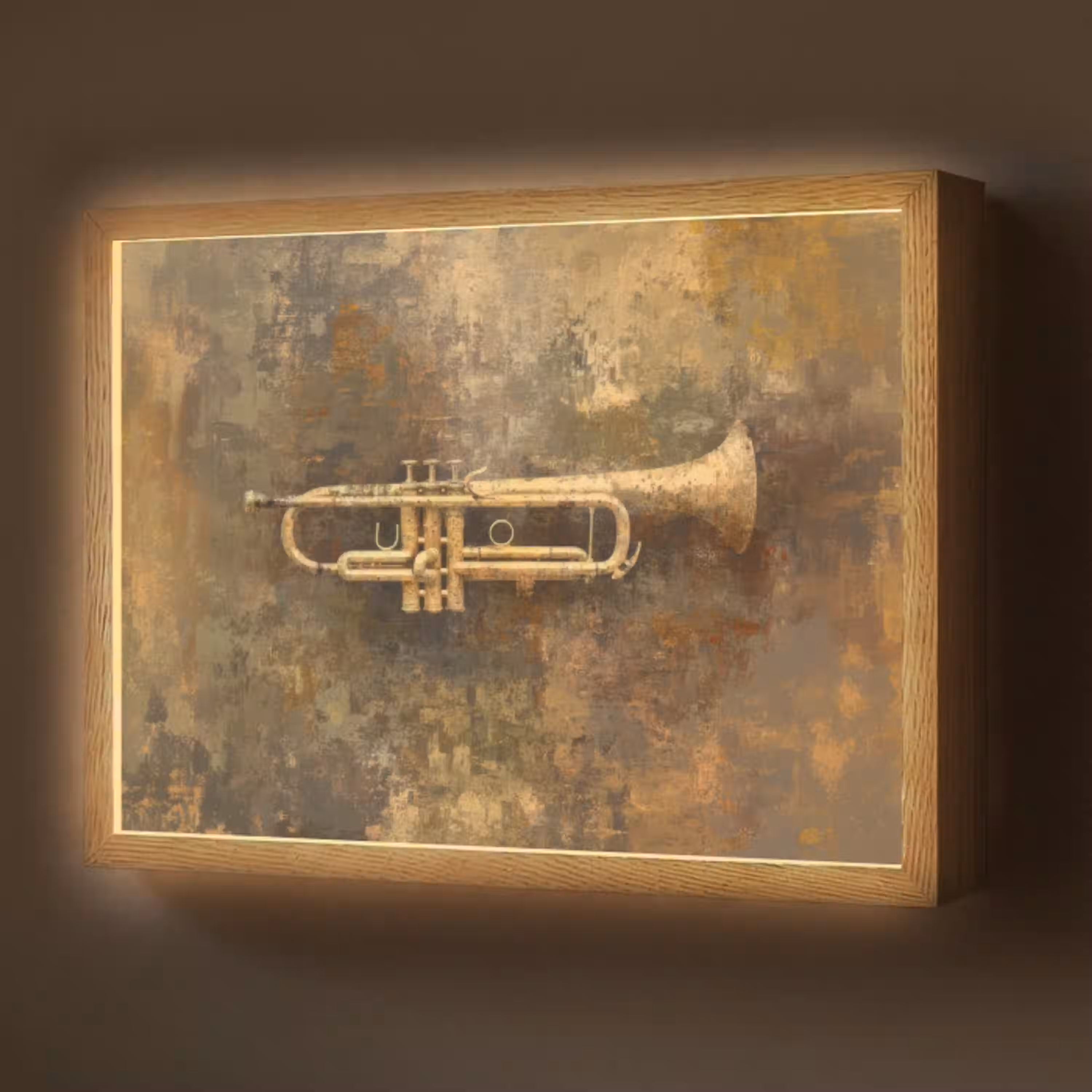 Trompet - Geel - Muzikaal Light Box met batterij (Wandlamp) middel -z3d_website