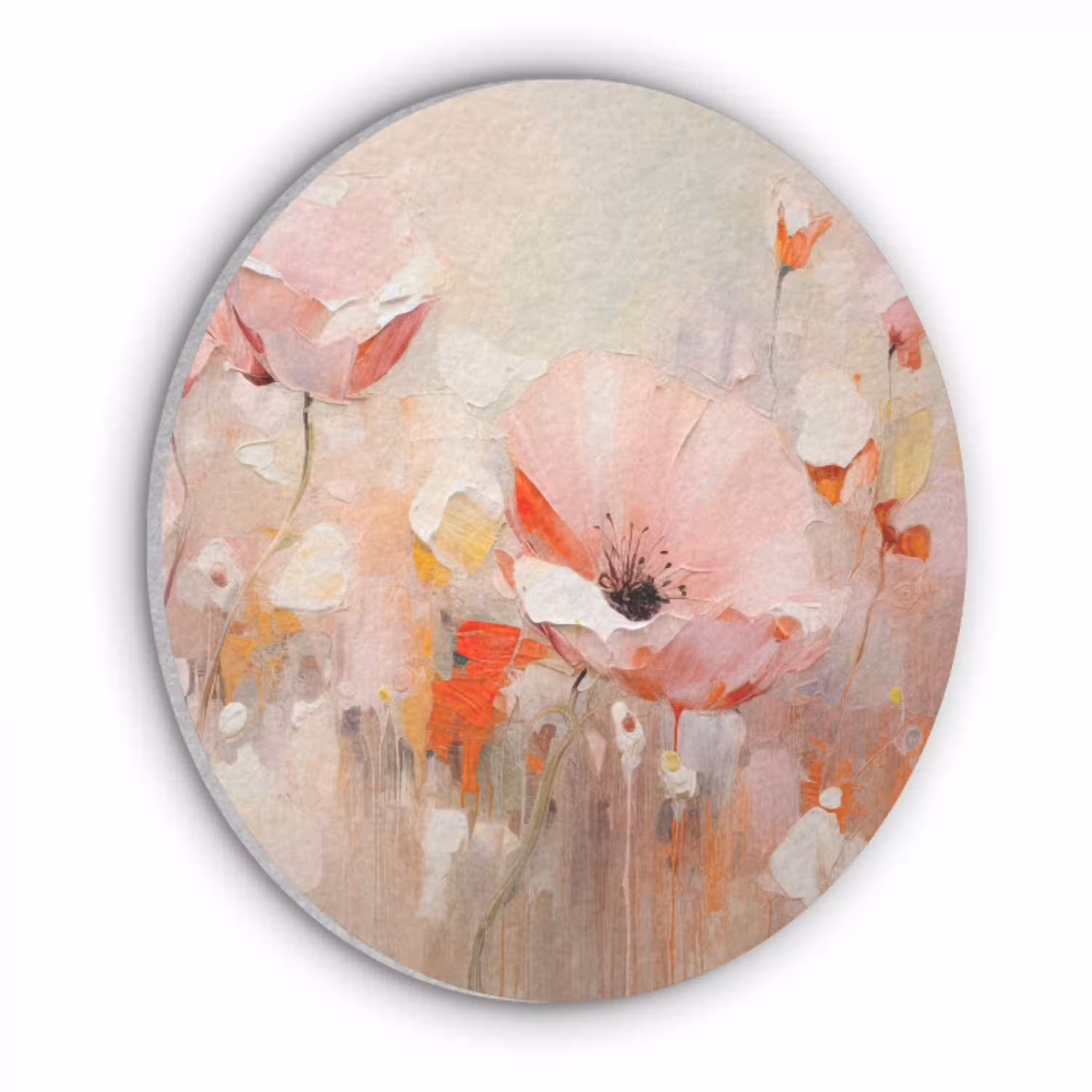 Bloemen - Watercolor - Roze - Abstract - Kunst Akoestische PET Vilt - Rond klein -3d