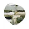 Penseelstreken - Groen - Abstract - Japandi Wandcirkel Organisch Aluminium middel -3d