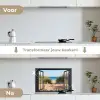 Toegang tot het Strand keuken achterwand spatscherm klein -voor_na_NL