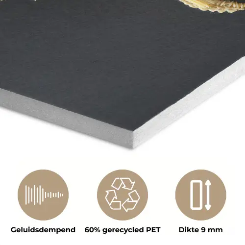Wereldkaart - Pasta - Zwart PET vilt middel -closeup_NL