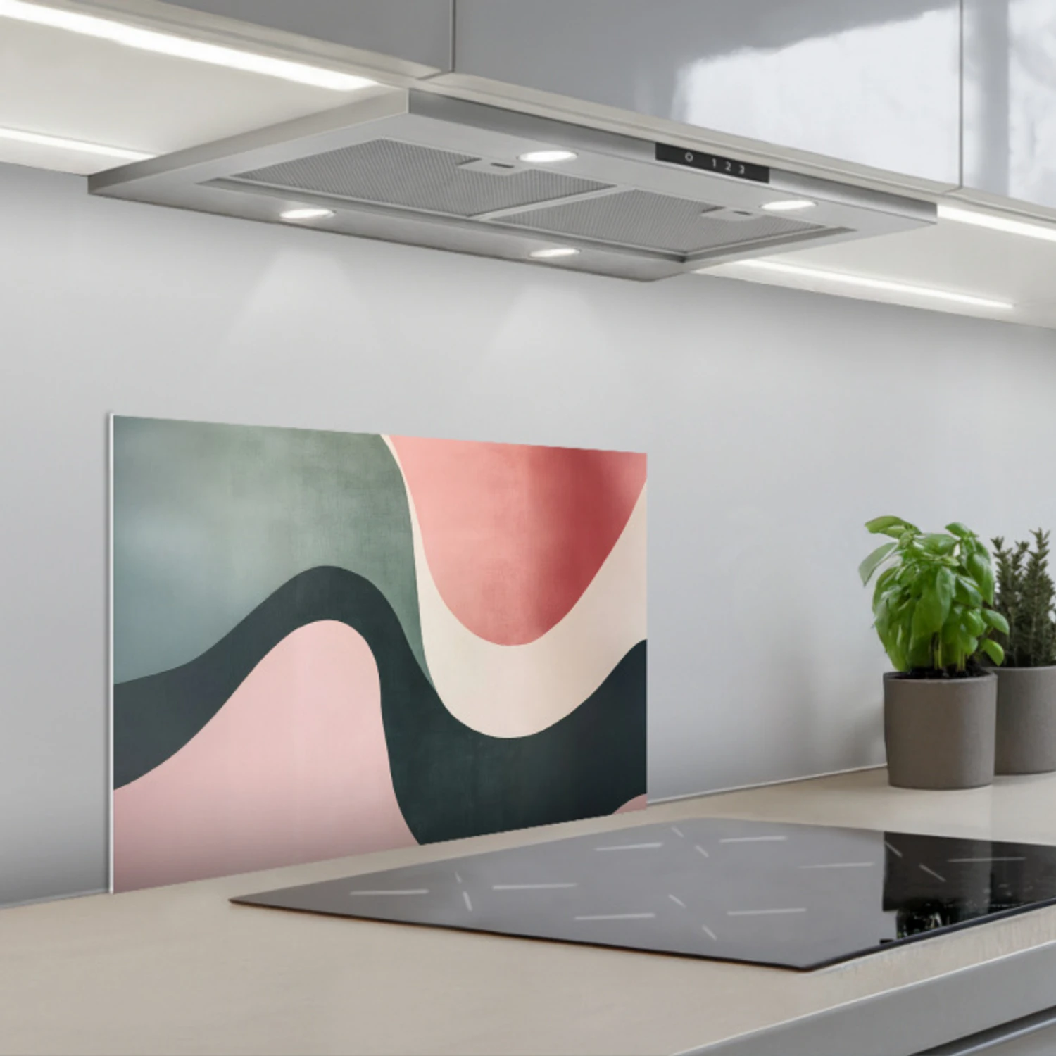 Abstract - Golven - Sierlijk - Roze keuken achterwand spatscherm klein -3d_schuin