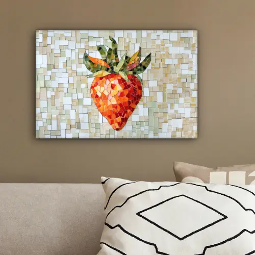 Aardbei - Rood - Mozaïek - Fruit canvas 2cm klein -sfeer3