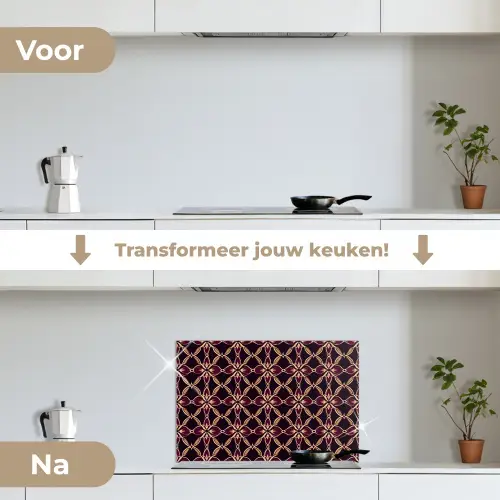 Symmetrisch - Tegel - Burgundy keuken achterwand spatscherm klein 900 -voor_na_NL