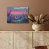Schilderij - Zonsondergang - Bloemen - Rivier PET vilt klein -sfeer4
