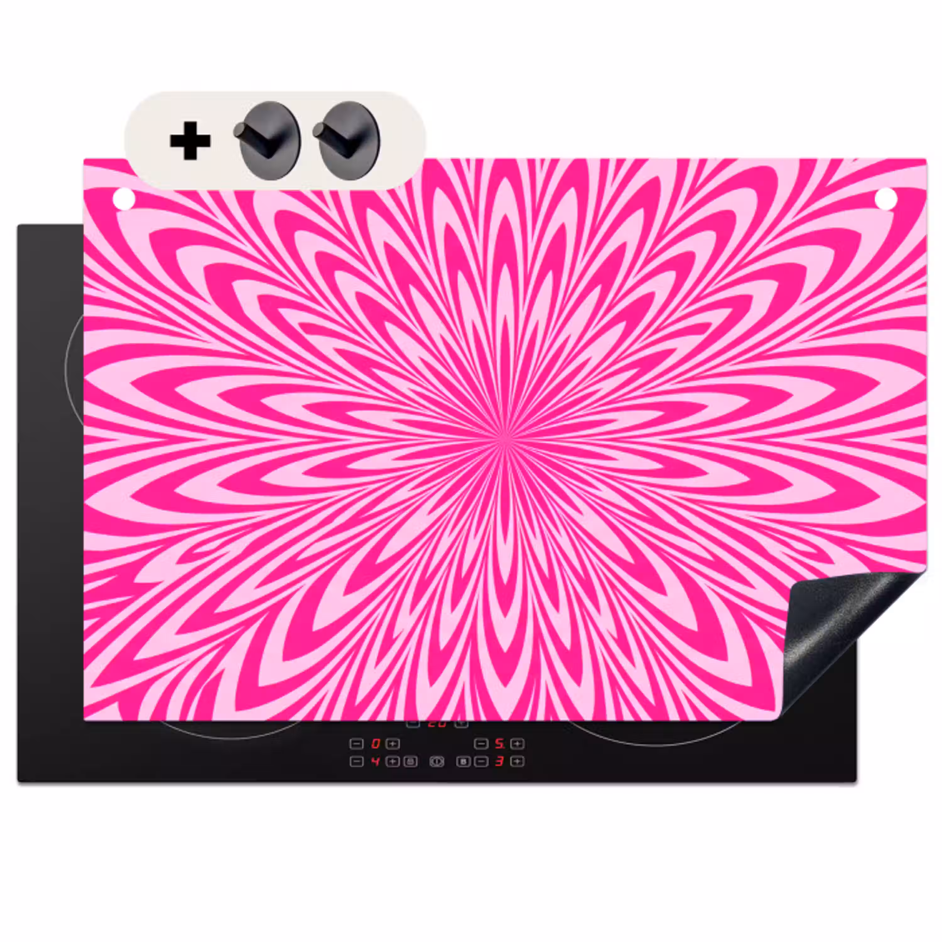 Patroon - Optisch - Roze Inductie beschemer met haakjes klein -3d