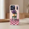 Stoel - Vaas - Bloemen - Geblokt Telefoonhoesje iPhone 17 Pro klein -sfeer2