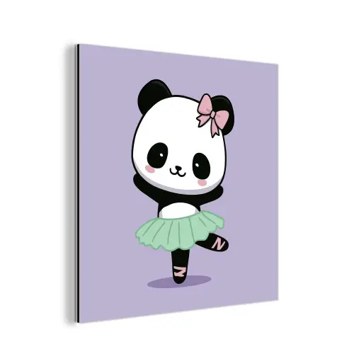 Dansende panda - Paars - Sierlijk - Kawaii aluminium wit klein -3d