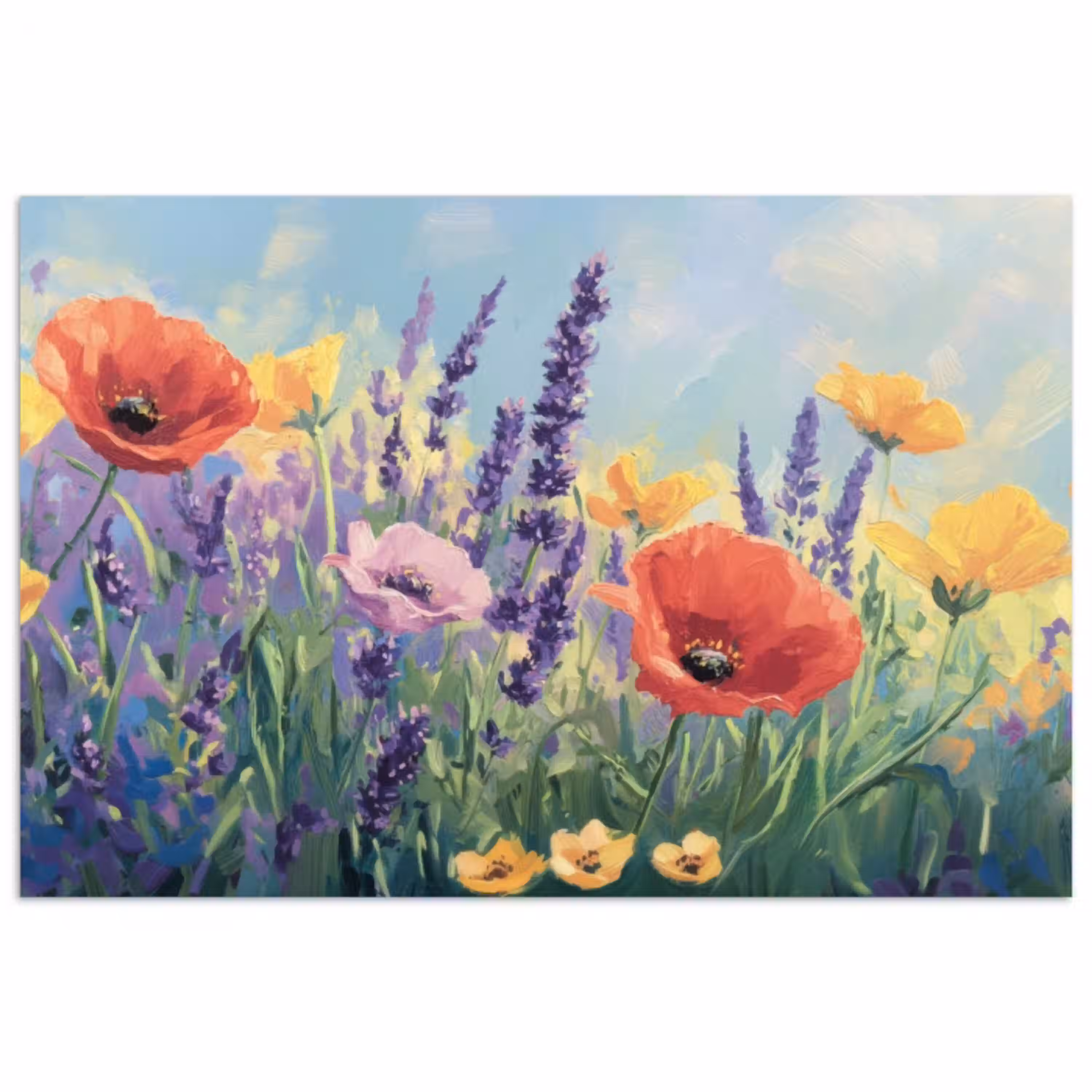 Weide - Bloemen - Kleurrijk poster papier klein -3d
