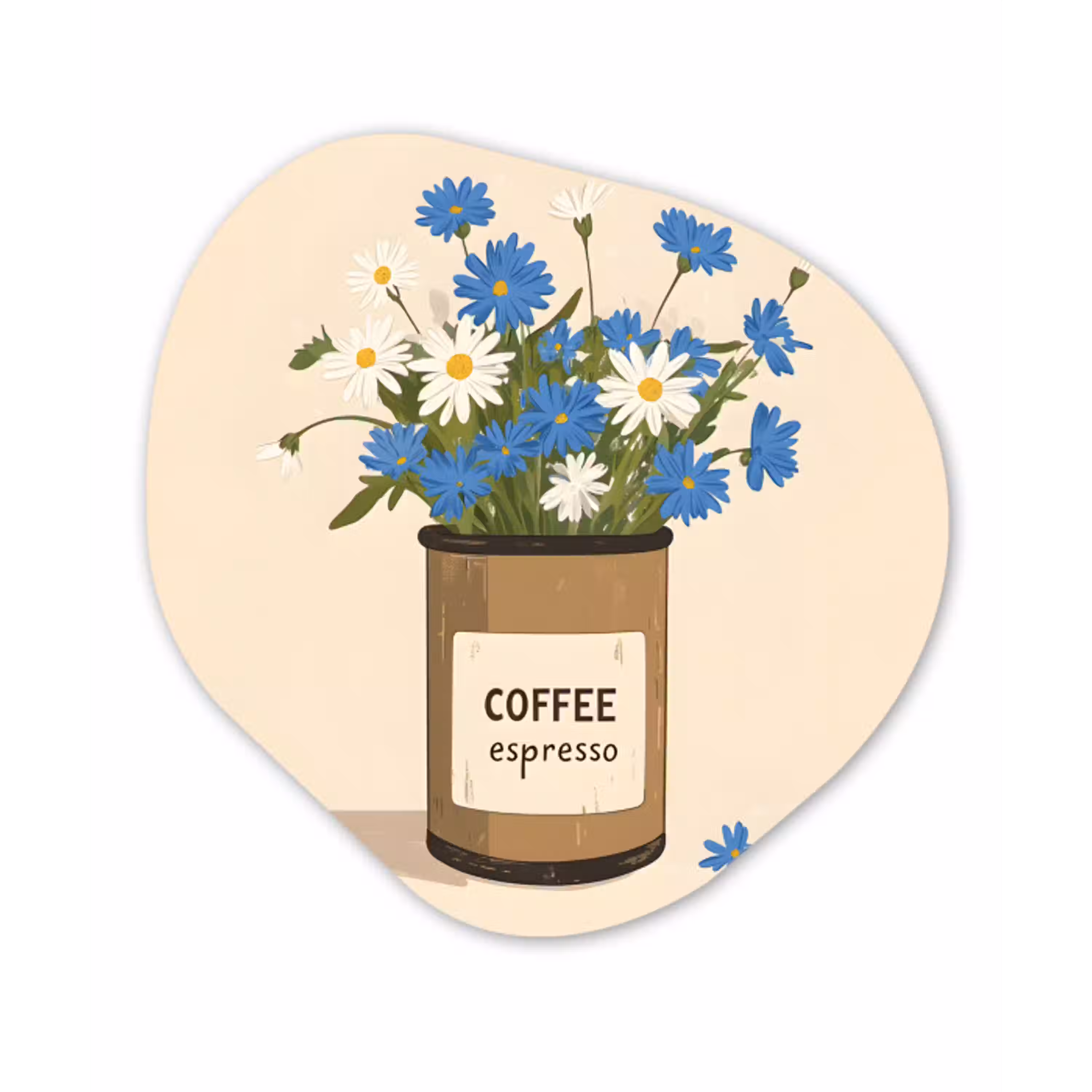 Coffee - Blik - Minimalistisch - Bloemen Wandcirkel Organisch Forex 3mm klein -3d