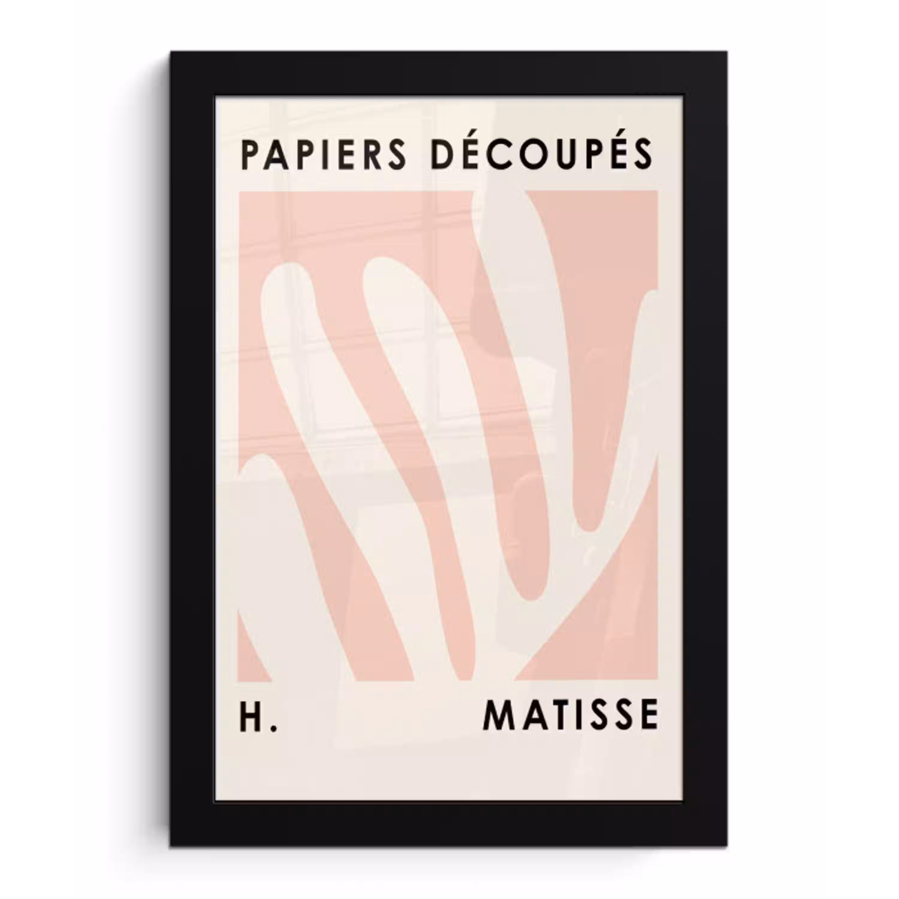 Matisse - Roze - Pastel - Abstract fotolijst zwart zonder passe partout klein -3d