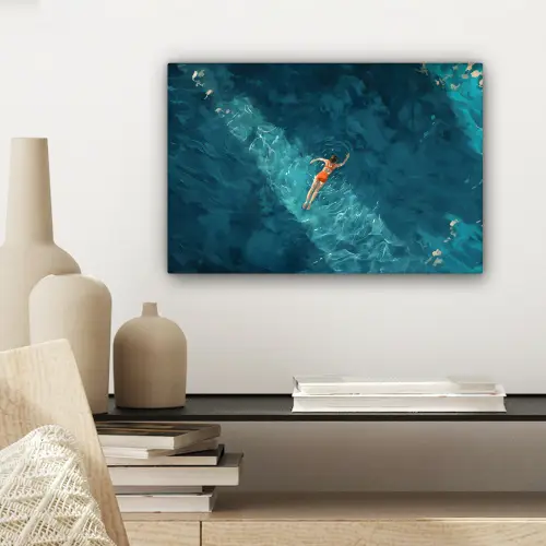 Vrouw - Water - Bikini - Oranje canvas 2cm klein -sfeer6
