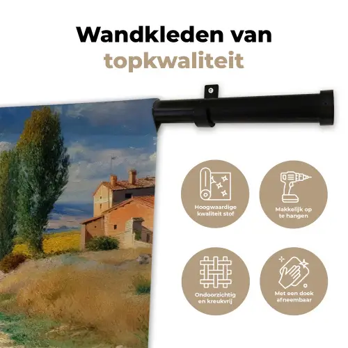 Mensen - Wandelen - Zandpad - Velden Wandkleed katoen klein -sfeer2