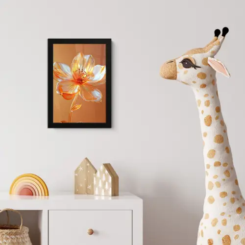 Glazen - Bloem - Oranje fotolijst zwart zonder passe partout klein -usfeer4_kinderkamer