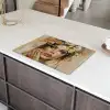 Vrouw - Bloemen  - Goud - Portret Inductie beschermer vinyl 3mm klein -sfeer8
