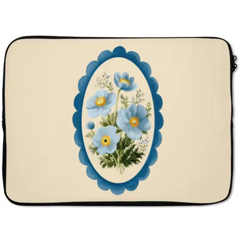 Lijst - Bloemen - Lichtblauw - Illustratie laptophoes neopreen klein -zkaufland3dotto