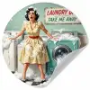 Retro - Blauw - Vrouw Wandcirkel behangsticker klein -3d