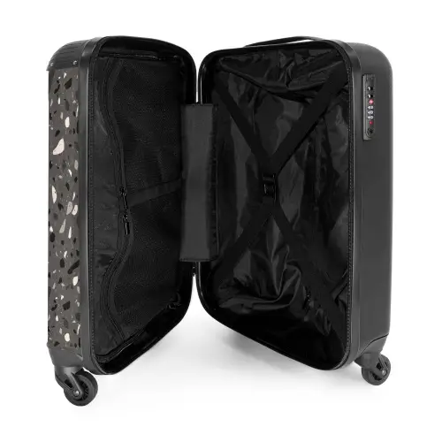 Terrazzo patroon veelkleurig donkergrijs NBS - Handbagage koffer - Kinderen Unisex middel -binnenkant