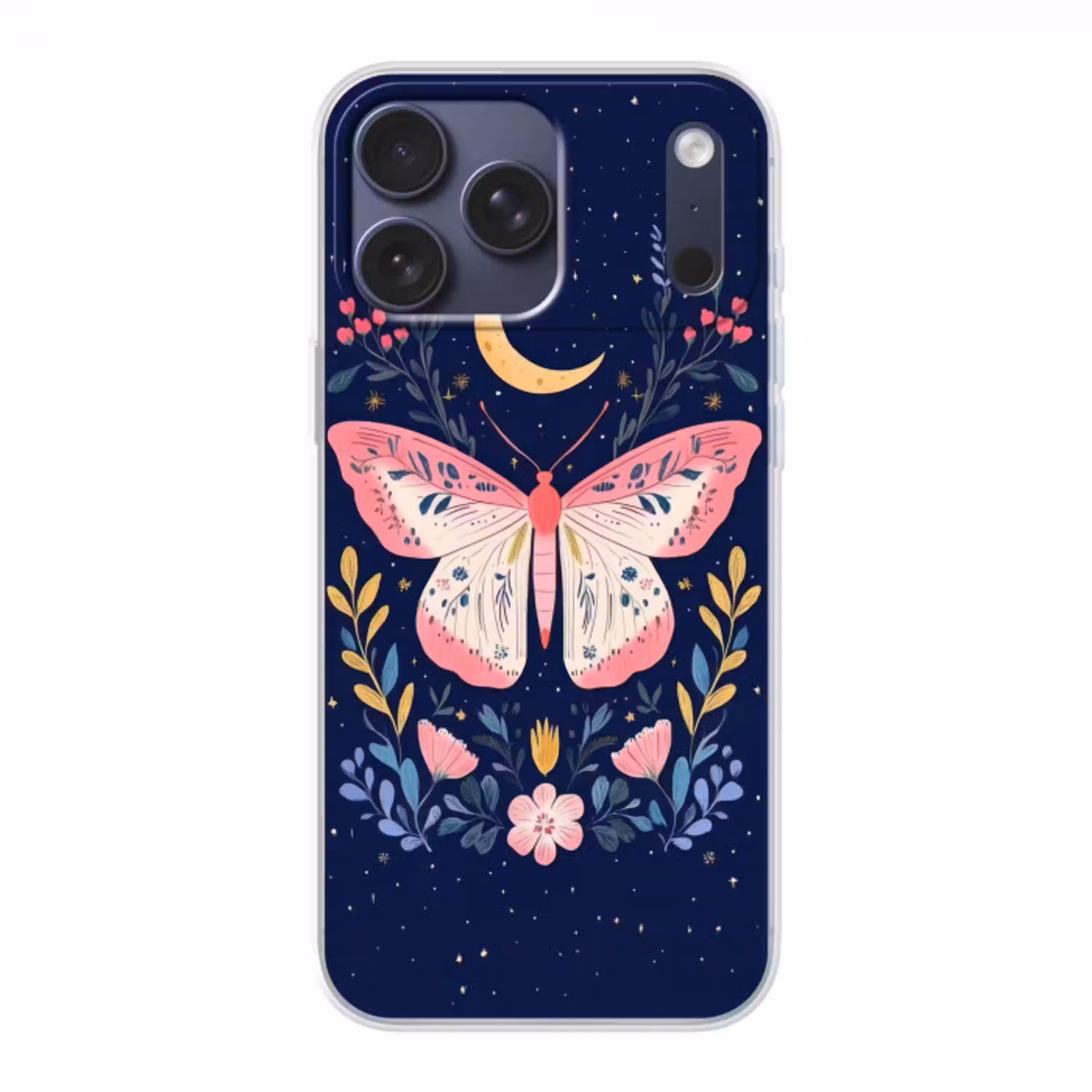 Vlinder - Maan - Bloemen - Sterrenhemel Telefoonhoesje iPhone 17 Pro Max klein -3d