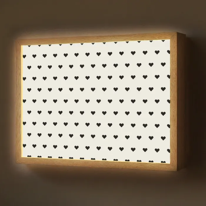 Valentijn - Hart - Wit - Zwart Light Box met batterij (Wandlamp) middel 907 -z3d_website
