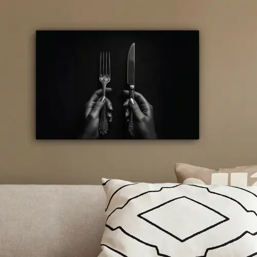 Bestek - Zwart - Wit canvas 2cm klein -sfeer3
