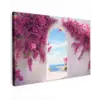 Zee - Roze - Bloemen - Poort Tuinposter op houten frame 2 cm dik klein -3d