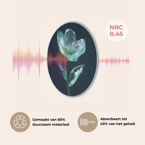 Bladeren - Bloem - Glazen - Donkerblauw Akoestische PET Vilt - Rond klein -USP_NL