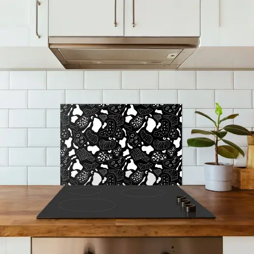 Wit - Zwart - Vormen - Patroon keuken achterwand spatscherm klein 900 -sfeer2
