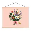 Margrieten - Boeket - Strikje - Roze textielposter latten blank klein -3d