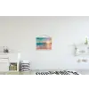 Zonsondergang - Strand - Zee - Zomer - Blauw textielposter latten blank klein -kinderkamer