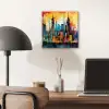 Neon Skyline - Graffiti - Kleurrijk - Gebouwen aluminium wit klein -sfeer5