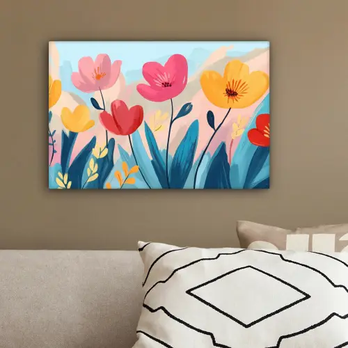 Illustratie - Bloemen - Kleurrijk canvas 2cm klein -sfeer3