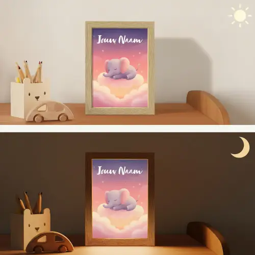 Dier - Roze - Wolken Light Box met kabel (Kinderlampje) klein -sfeer3_kind