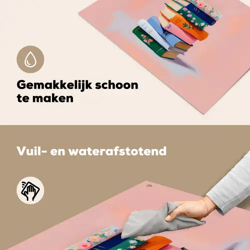 Boeken - Stapel - Kleurrijk Inductie beschemer met haakjes klein -ky-schoon-nl
