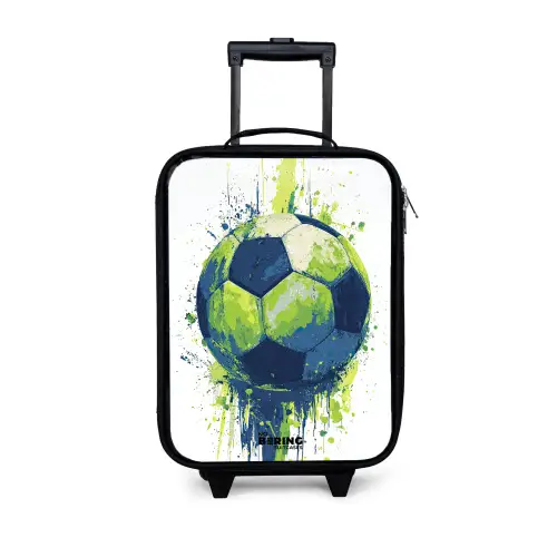 Voetbal - Verf - Groen - Blauw Kinderkoffer - Zwart klein -3d