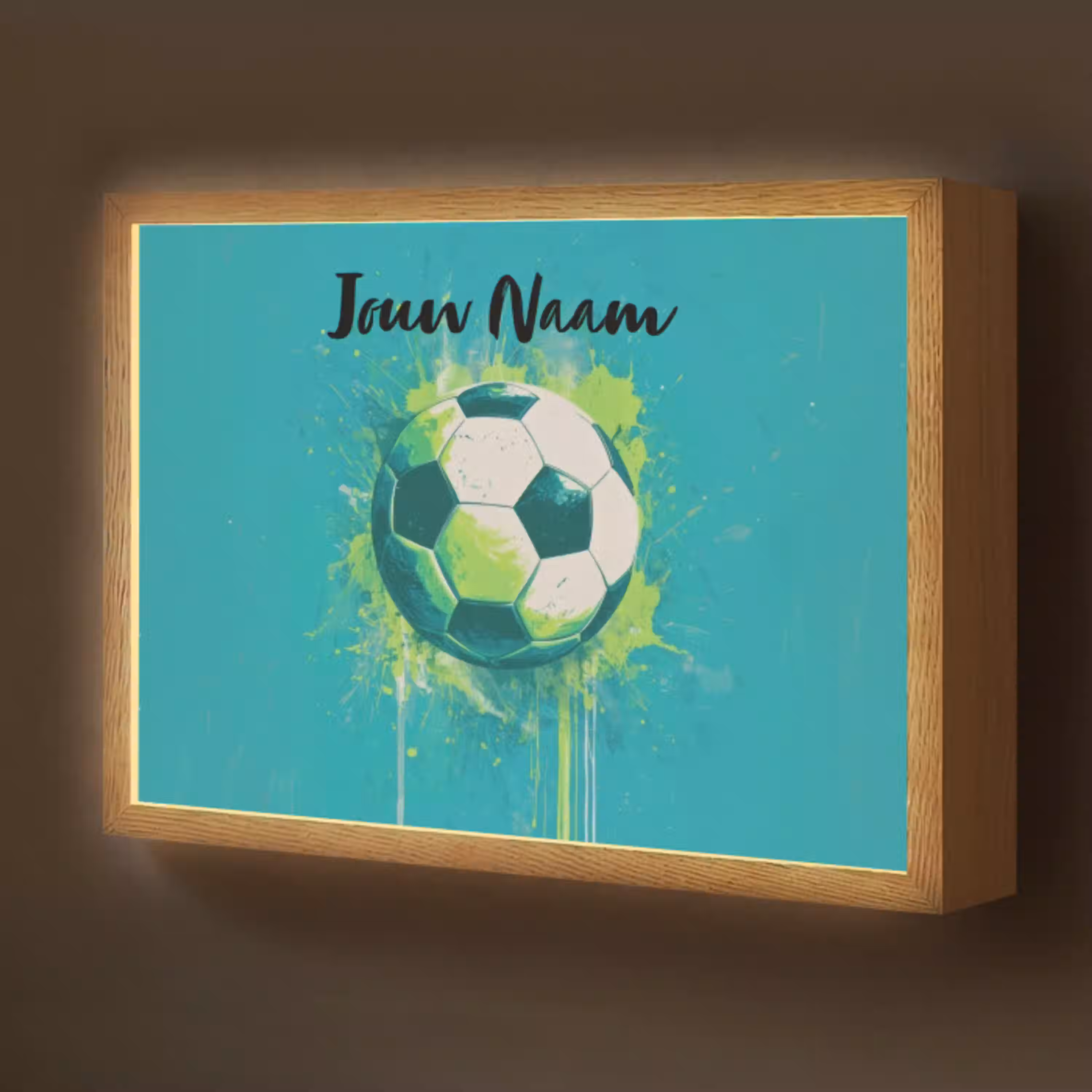 Voetbal - Abstract - Verfspatten - Groen Light Box met batterij (Wandlamp kind) middel -z3d_website