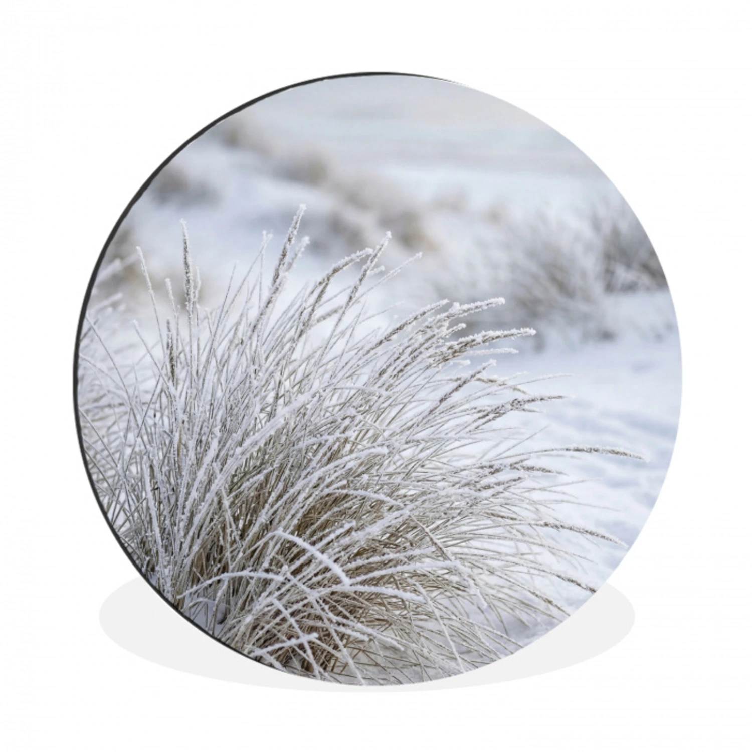 Duinen - Sneeuw - Strand - Winter - Serene Wandcirkel aluminium klein -3d