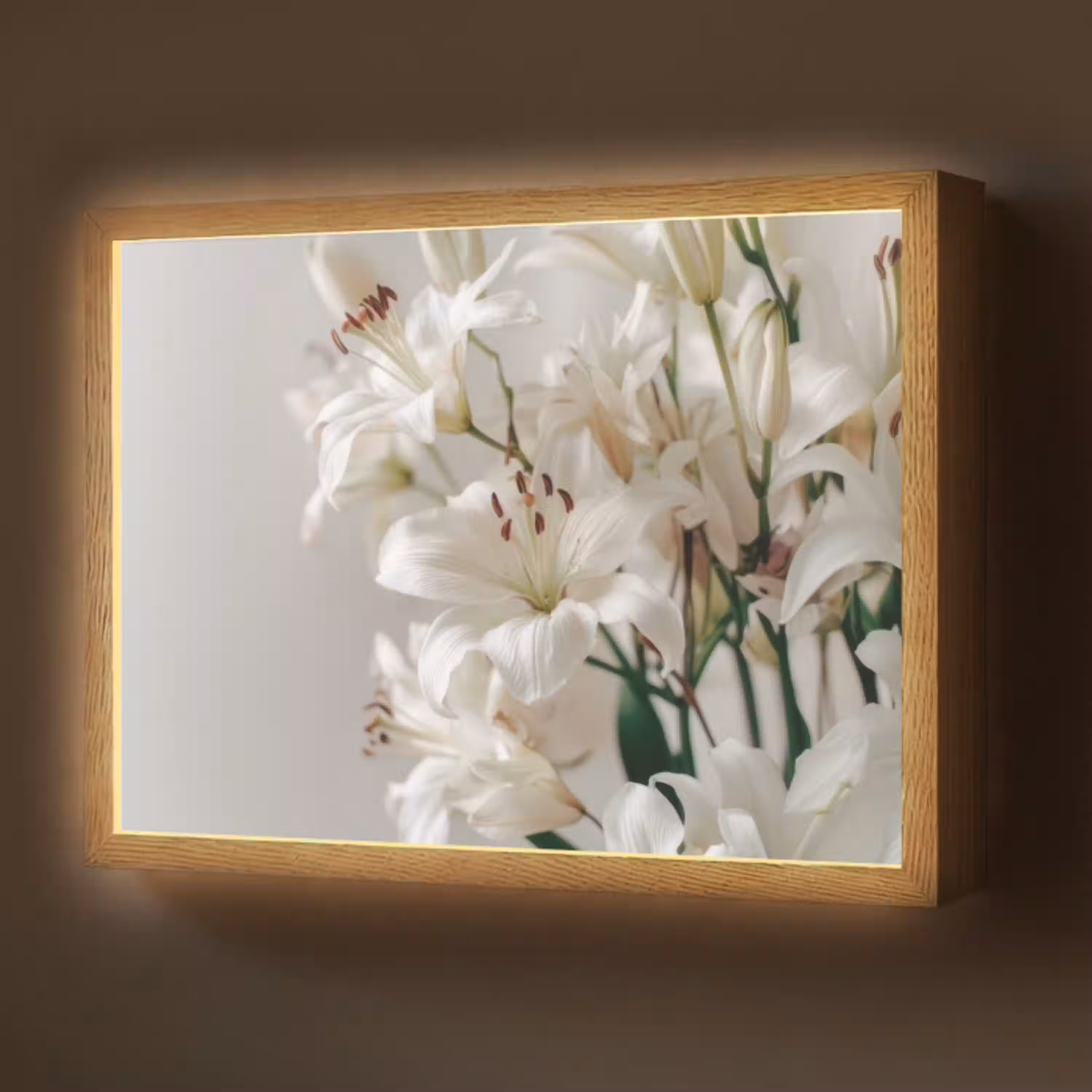 Lelies - Boekte - Wit - Meeldraden Light Box met batterij (Wandlamp) middel -z3d_website