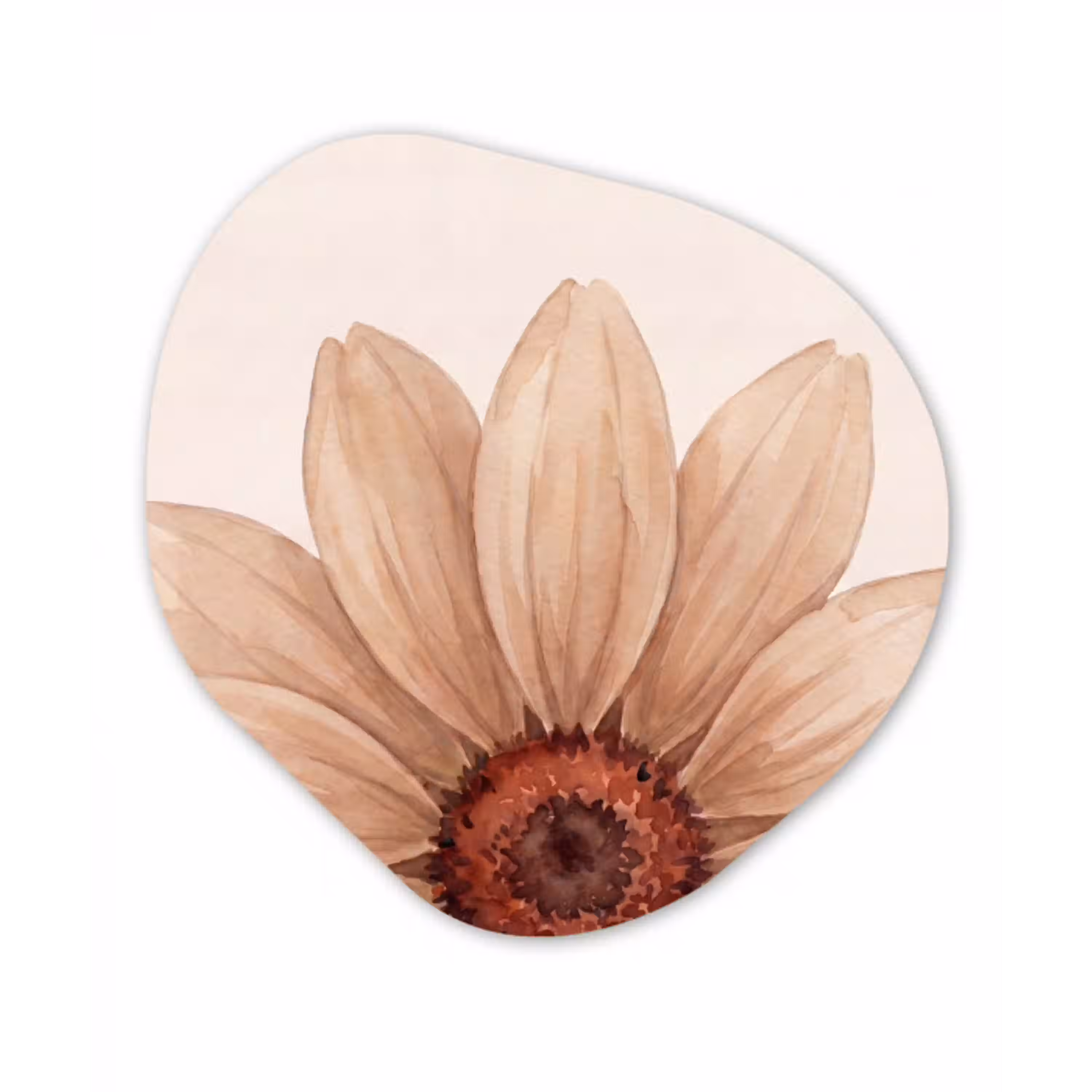 Bloemen - Bloemblad - Natuur - Aquarel - Beige Wandcirkel Organisch Aluminium middel -3d