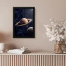 Planeten - Saturnus - Ruimte fotolijst zwart zonder passe partout klein -sfeer5