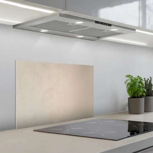 Japandi - Beige - Modern keuken achterwand spatscherm klein -3d_schuin