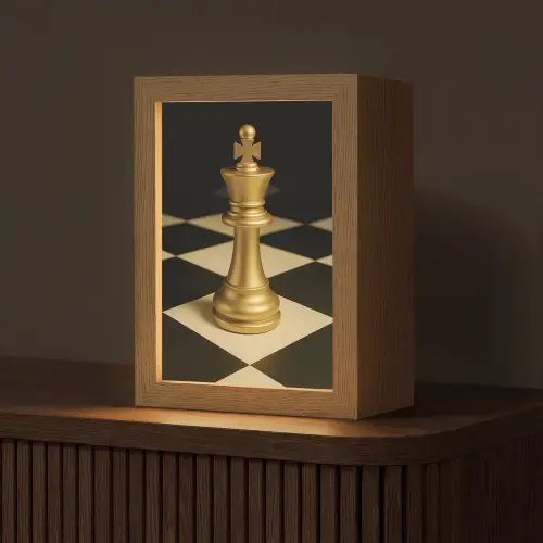 Schaakstuk - Koning - Schaakbord - Geblokt Light Box met kabel (Tafellamp) klein -z3d_website