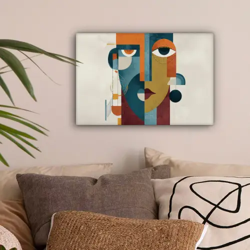 Geometrisch - Strakke vormen - Kleurrijk canvas 2cm klein -sfeer1