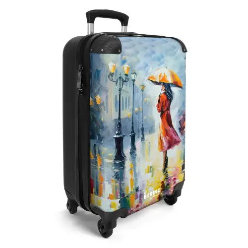 Olieverf - Paraplu - Vrouw - Straat - Kunst NBS - Handbagage koffer - Unisex middel -productfoto_3d