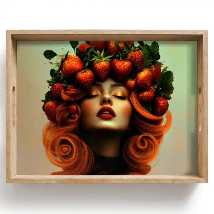 Vrouw - Aardbeien - Kroon Dienblad Rechthoek middel -z3d_shopping